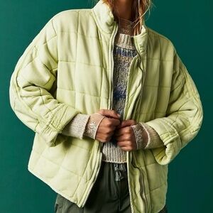 Free People Dolman Quilted Knit Jacket Lime Green